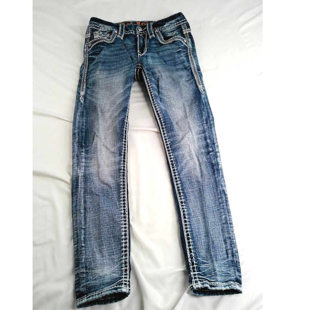 Rock Revival Nadine Mid Rise Ankle Skinny Jeans Women's Size 23 Blue Stretch